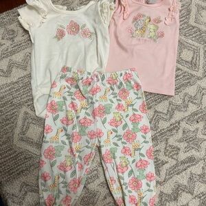 Floral Baby Set - Pink and White